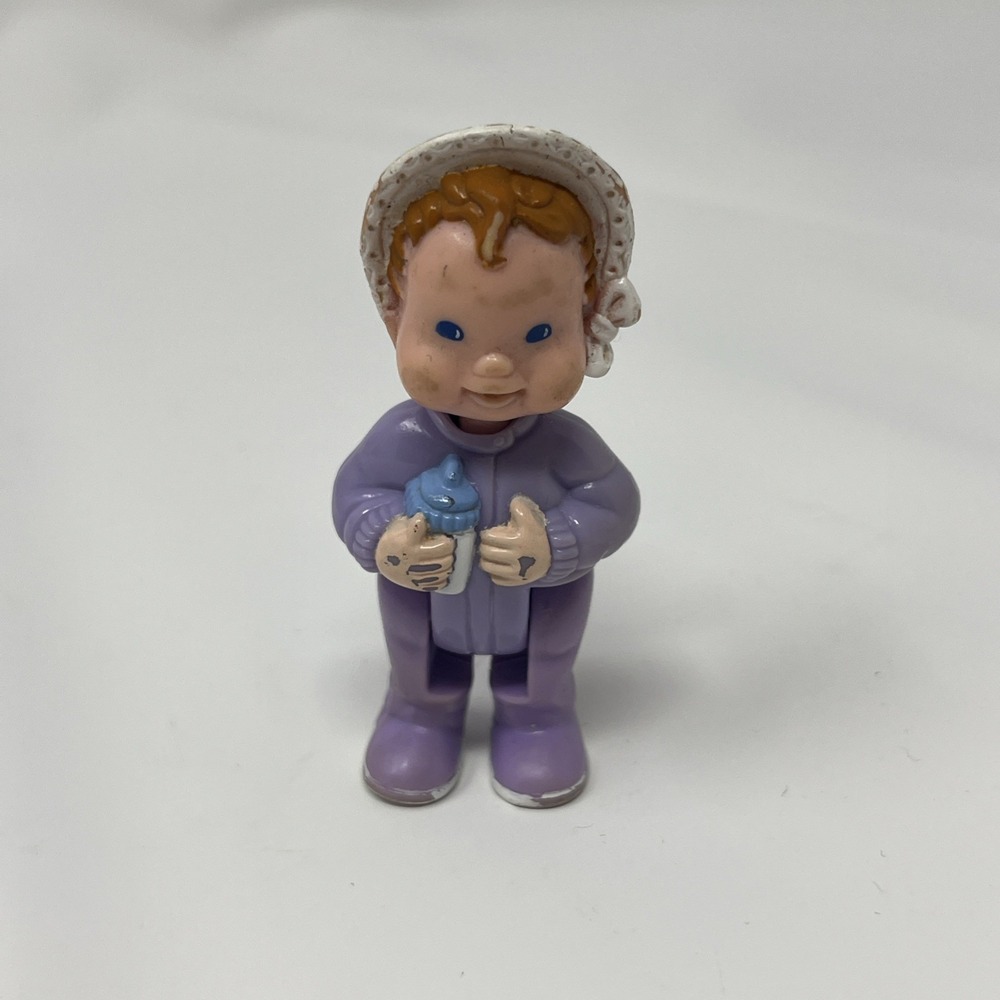 Fisher Price Loving Family 1994 Baby Purple Sleeper With Bonnet Dollhouse Figure